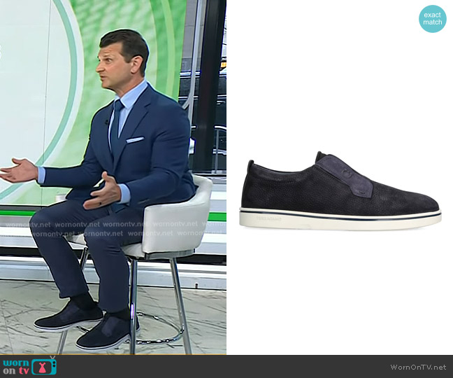 Salvatore Ferragamo Suede Alfie Slip-On Sneakers worn by Ted Jenkin on Today