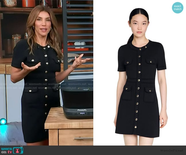 Sandro Button-up knit short dress worn by Adrianna Costa on Access Hollywood