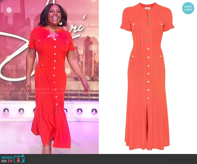 Sandro Knitted Perforated Midi Dress In Orange worn by Sherri Shepherd on Sherri