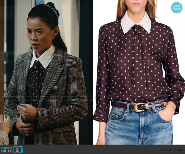 Sandro Silk Tie Shirt worn by Sarah Franklin (Leah Lewis) on Matlock