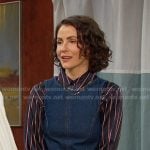 Sarah’s navy striped shirt and denim dress on Days of our Lives