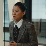 Sarah’s black contrast collar top and blazer on Matlock