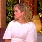 Sara’s white pointelle knit sweater and skirt on The View