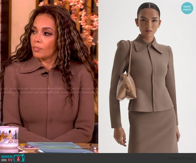 Scanlan Theodore Crepe Knit Peplum Collar Jacket worn by Sunny Hostin on The View