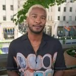 Scott’s black printed shirt on Access Hollywood