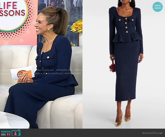 Self Portrait Peplum Knitted Midi Dress worn by Myka Meier on Today