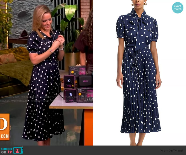 Self Portrait Polka Dot Satin Midi Dress worn by Sara Haines on The View