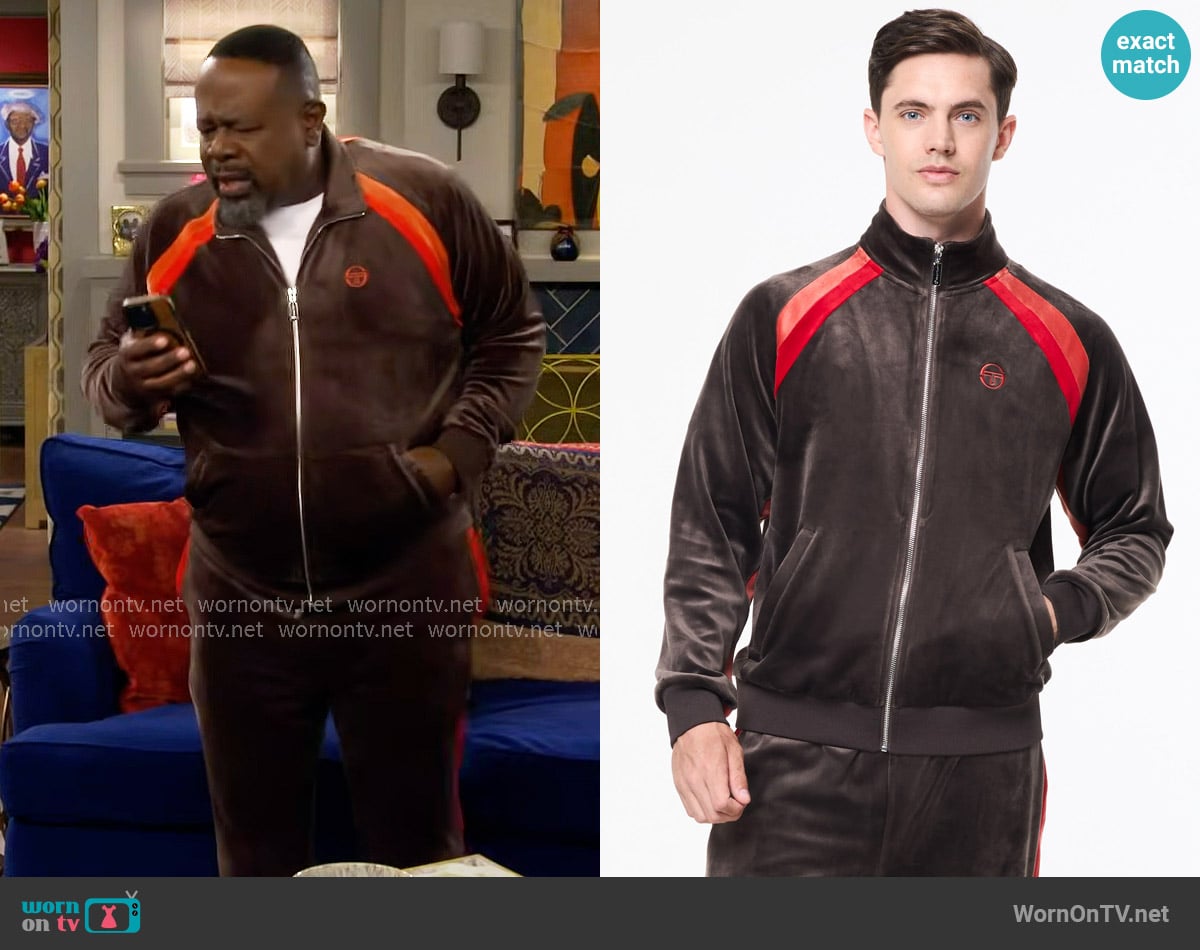 Sergio Tacchini Banda Velour Track Jacket worn by Calvin (Cedric The Entertainer) on The Neighborhood
