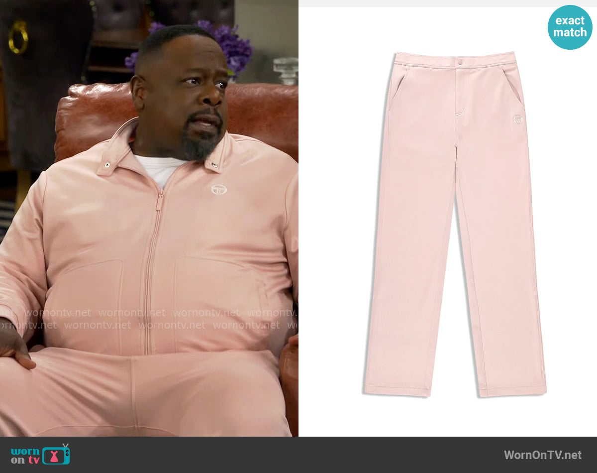 Sergio Tacchini Sandro Track Pant in Pale Mauve worn by Calvin (Cedric The Entertainer) on The Neighborhood