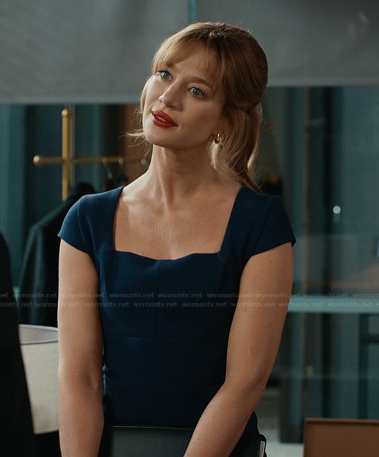 Shae’s navy square neck dress on Matlock