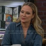 Sharon’s denim shirt on The Young and the Restless