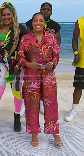 Sheinelle’s red leaf print shirt and pants on Today