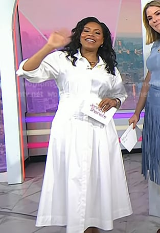Sheinelle’s white poplin midi dress on Today