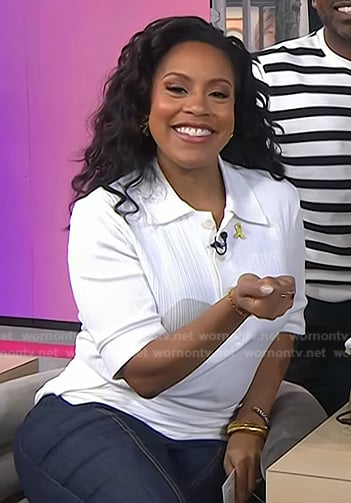 Sheinelle’s white twisted polo top on Today