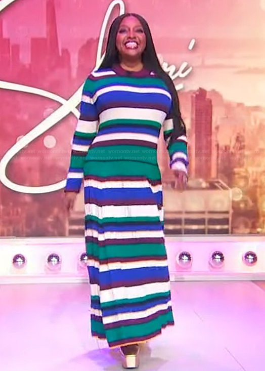 Sherri’s striped knit maxi dress on Sherri