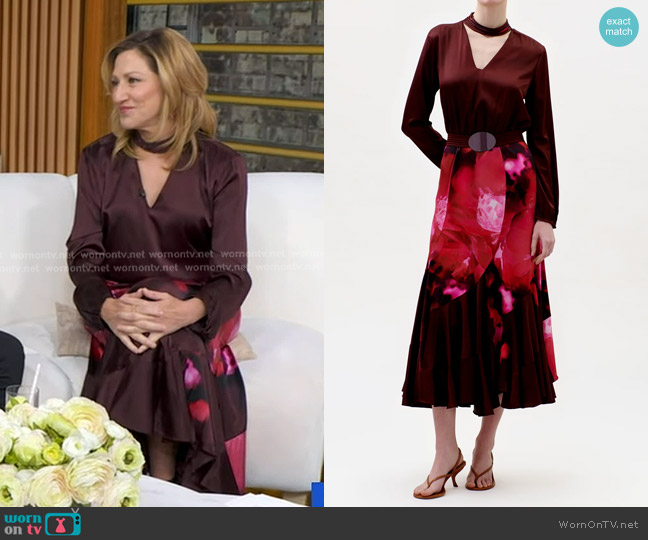 Silvia Tcherassi Jailyn Floral-print Belted Midi Dress worn by Edie Falco on Good Morning America
