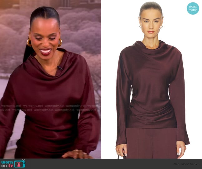 Simkhai Victoria Long Sleeve Draped Top worn by Kerry Washington on The View
