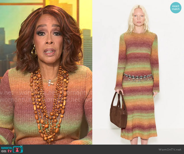 Simon Miller Axon Dress in Autumn Ombre worn by Gayle King on CBS Mornings