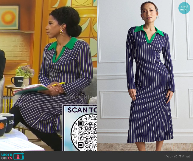 Simon Miller Reade Pinstripe Knit Dress worn by Adriana Diaz on CBS Mornings