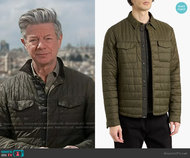 Slowear Quilted Shell Jacket in Army Green worn by Ian Pannell on Good Morning America