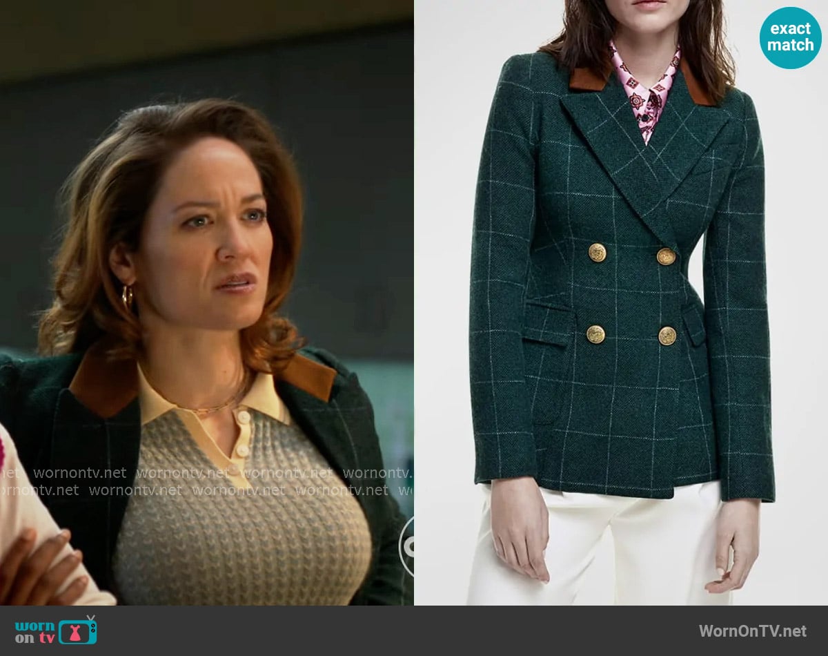 Smythe Patch Pocket Wedding Blazer in Forest worn by Angie Polaski (Erika Christensen) on Will Trent