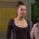 Sophia’s black square neck mini dress on Days of our Lives