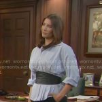 Steffy’s blue peplum shirt on The Bold and the Beautiful