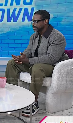 Sterling K. Brown’s grey jacket with corduroy collar on Today