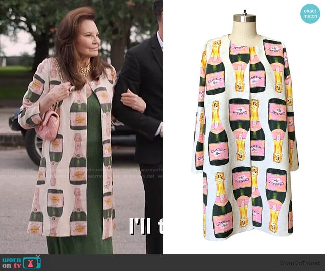 Suite by Jennifer Diederich Champagne All Day Quick Escape Coat worn by Patricia Altschul on Southern Charm