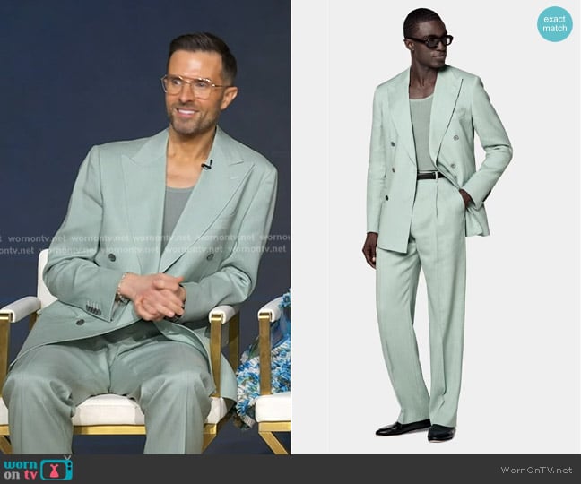 Suitsupply Tailored Fit Milano Suit in Mid Green worn by Preston Konrad on Good Morning America