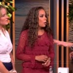Sunny’s red lace ruffle dress on The View