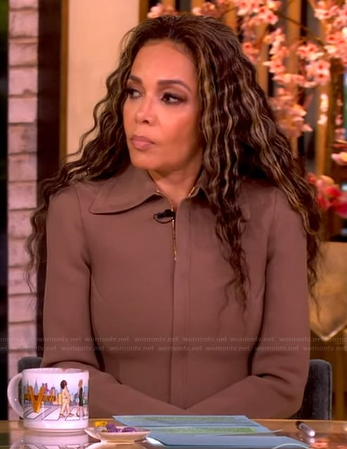 Sunny’s brown puff sleeve jacket and skirt on The View