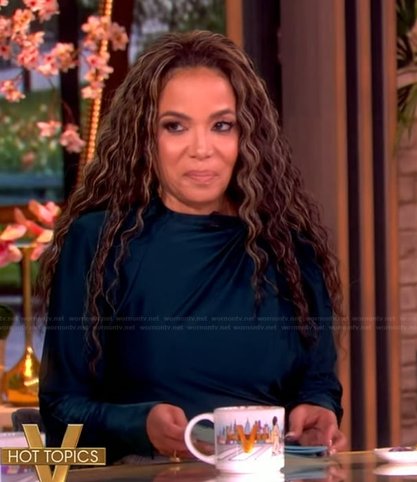 Sunny’s teal satin ruched top on The View