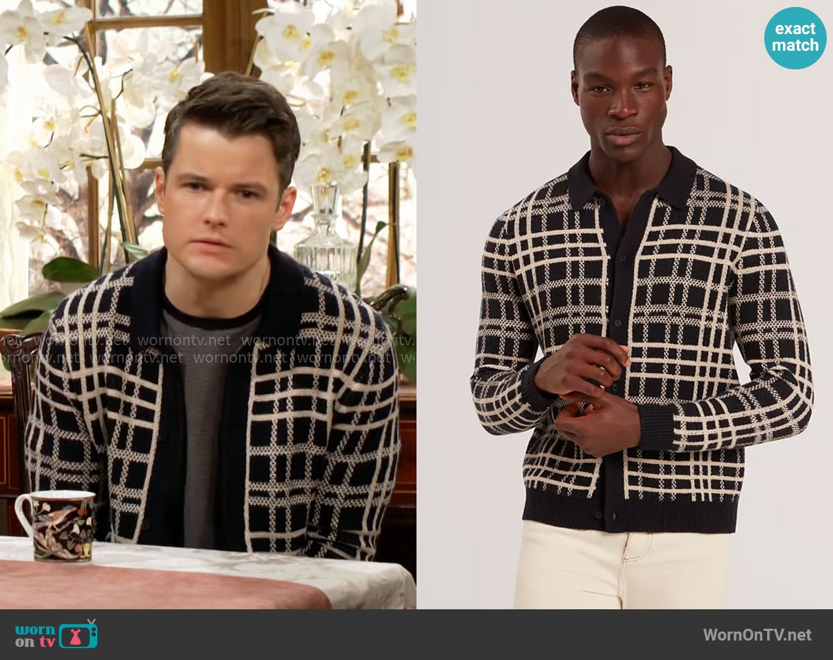 Ted Baker Jovien Cardigan worn by Kyle Abbott (Michael Mealor) on The Young and the Restless