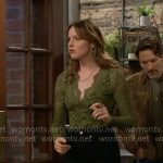Tessa’s green lace top on The Young and the Restless