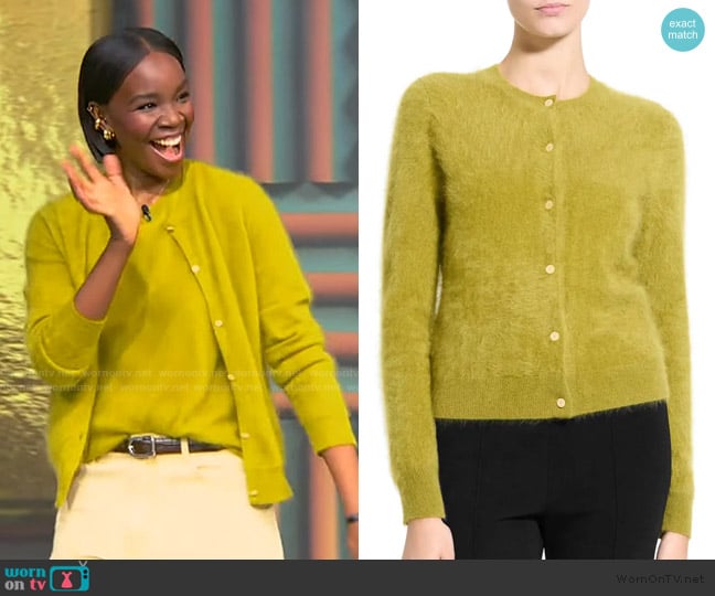 Theory Brushed Cashmere Cardigan worn by Recho Omondi on Tamron Hall Show