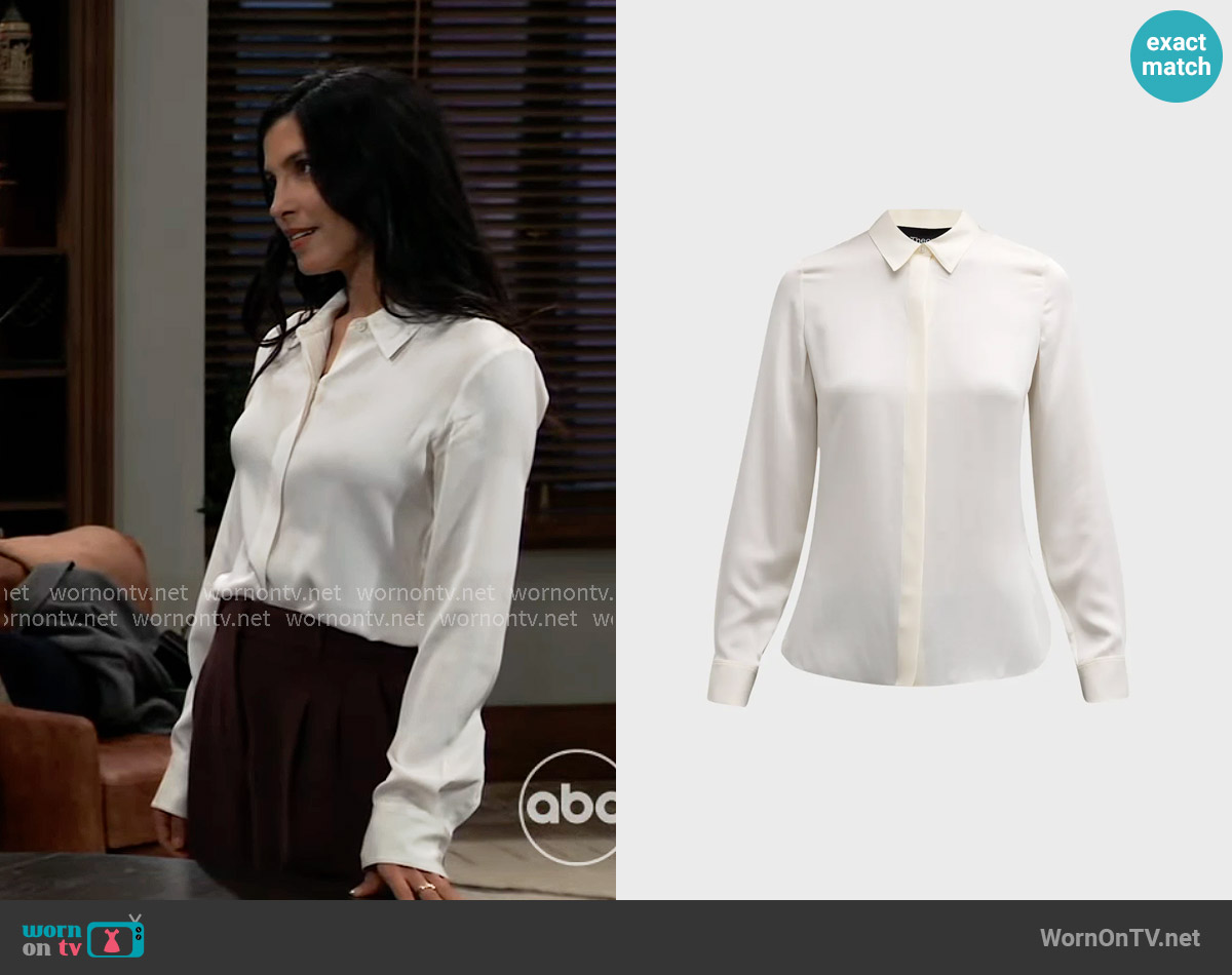 Theory Classic Fitted Shirt worn by Justine Turner (Nazneen Contractor) on General Hospital