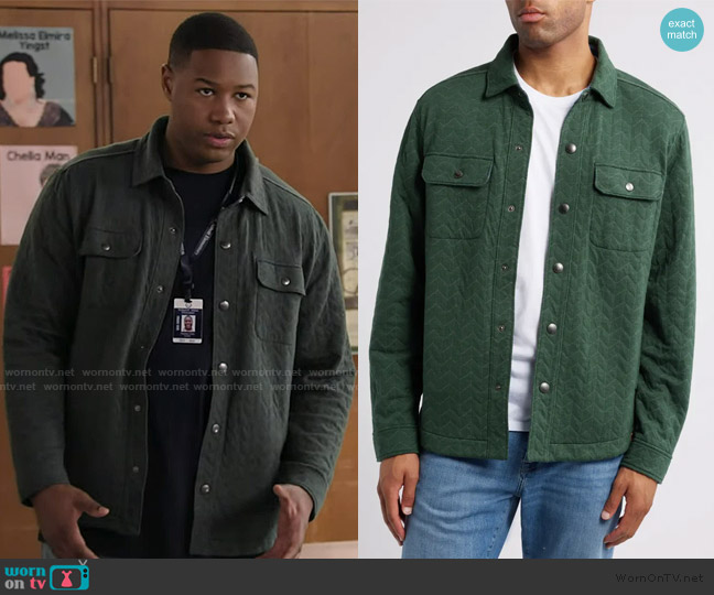 Tommy Bahama Cobble Hill CPO Quilted Snap-Up Shirt Jacket worn by Dominic (Luke Tennie) on Abbott Elementary
