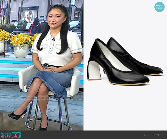 Tory Burch Peep Toe Pump in perfect black worn by Lana Condor on Today