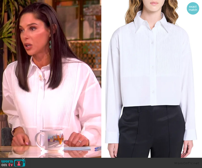 TWP Soon To Be Ex Bib Cotton Button-Up Shirt worn by Abby Huntsman on The View