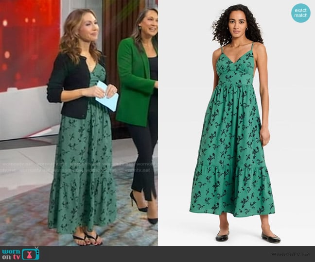 Universal Thread Maxi A-Line Dress in Dark Green worn by Lori Bergamotto on Good Morning America