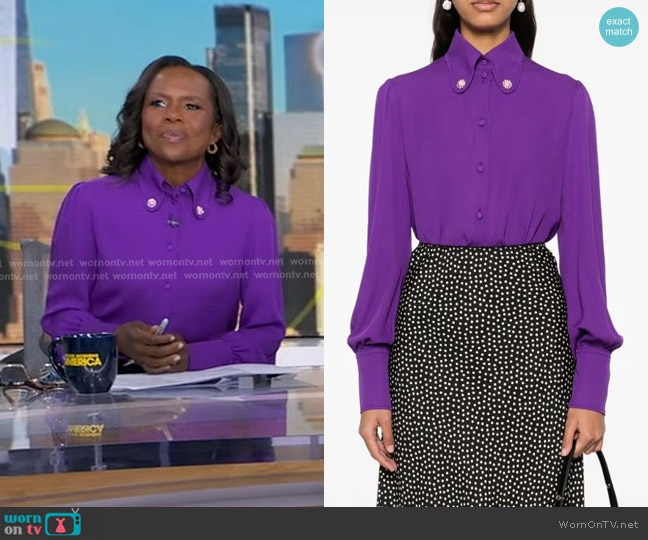 Valentino Garavani Georgette Shirt worn by Deborah Roberts on Good Morning America