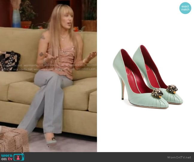 Valentino Panthea Goatskin Pumps in morning dew worn by Miley Cyrus on Good Morning America