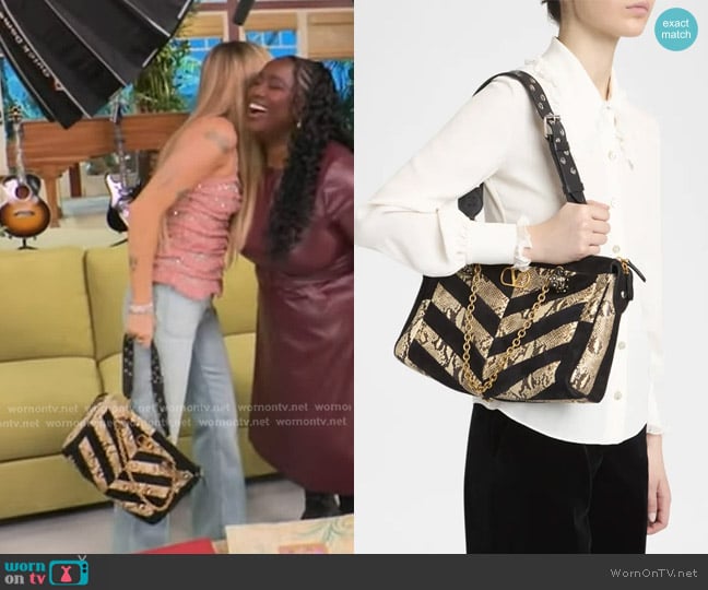 Valentino Panthea Medium Patchwork Chevron Shoulder Bag worn by Miley Cyrus on Good Morning America
