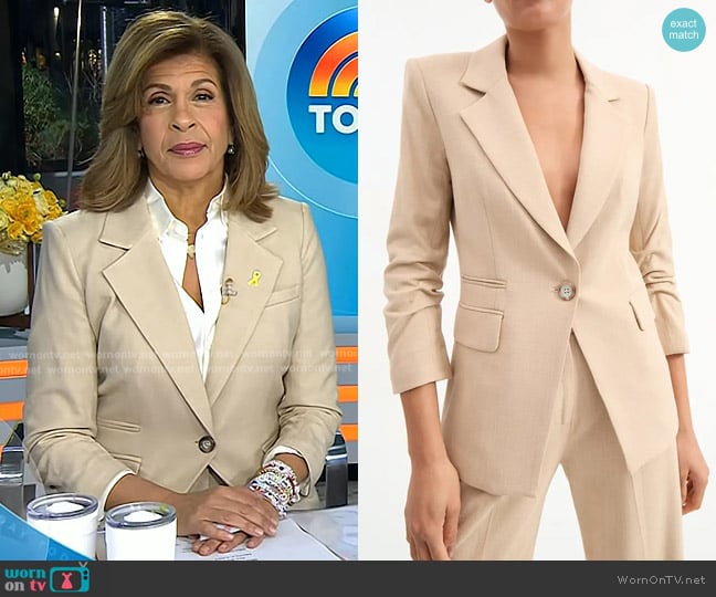Veronica Beard Battista Dickey Jacket in Stone Khaki worn by Hoda Kotb on Today