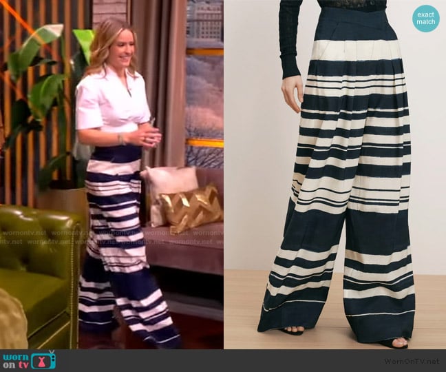Veronica Beard Heron striped trousers worn by Sara Haines on The View