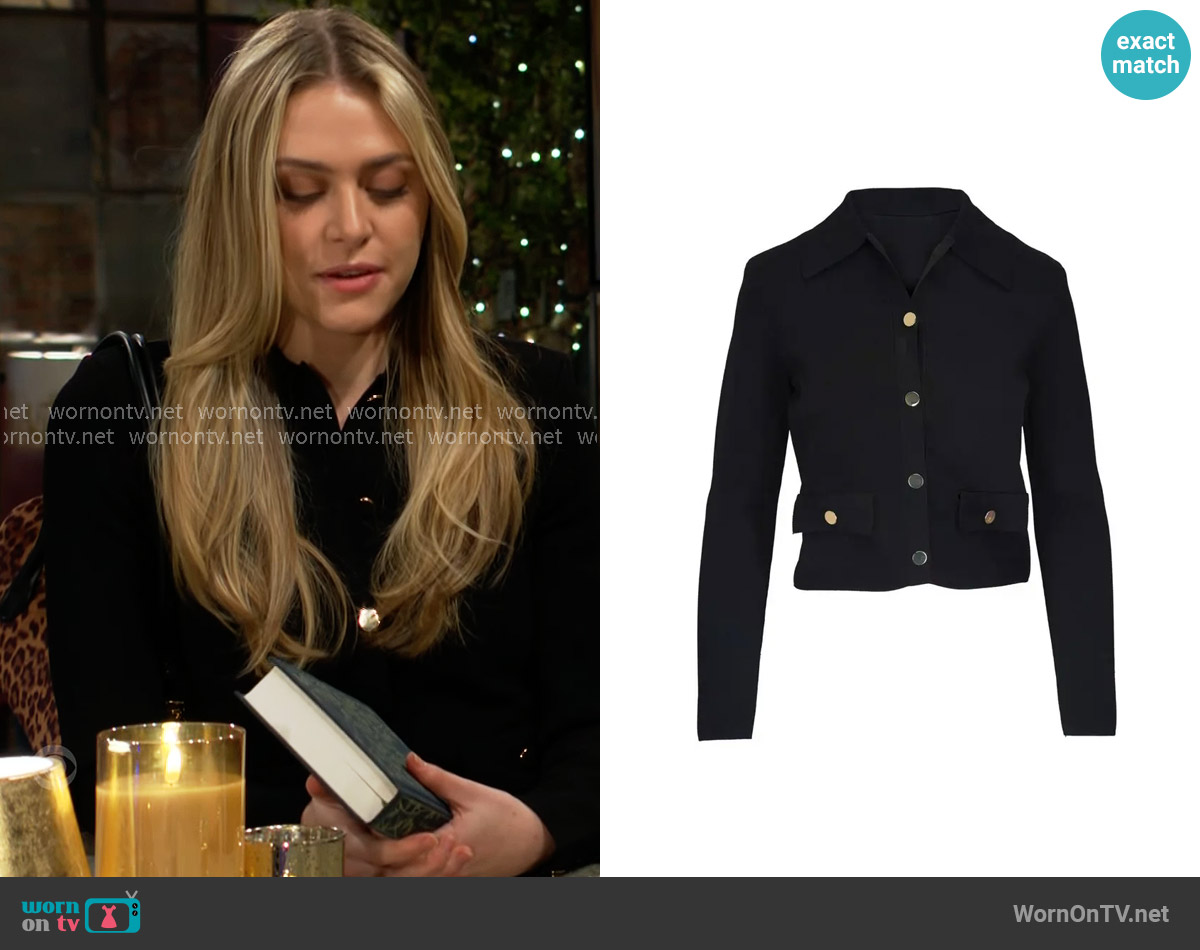 Veronica Beard Katia stretch-knit jacket worn by Claire Grace (Hayley Erin) on The Young and the Restless