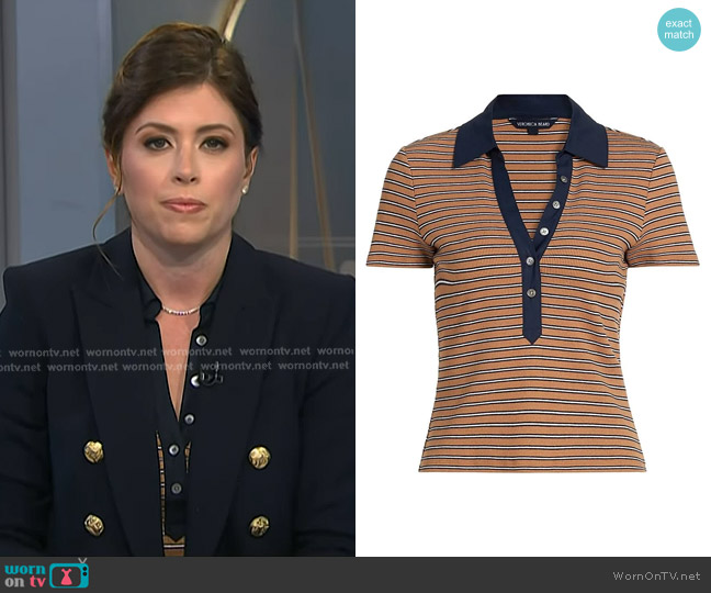 Veronica Beard Kearney Short-Sleeve Polo Tee worn by Chloe Melas on NBC News Daily