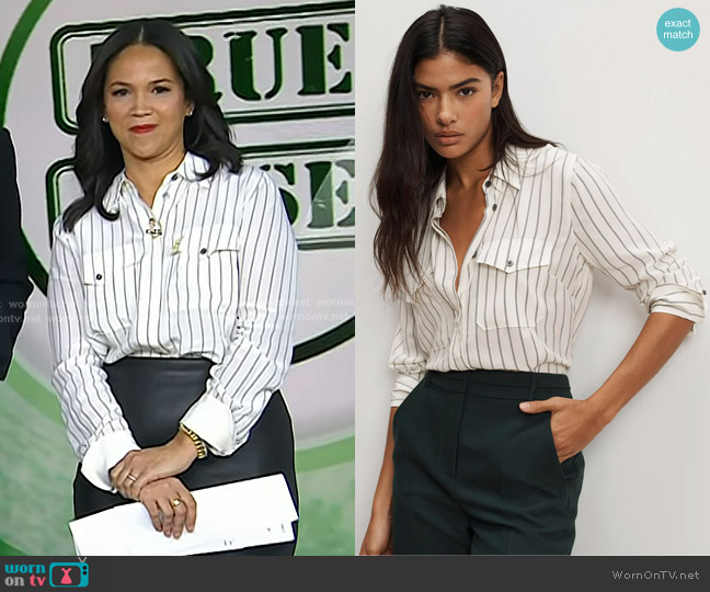 Veronica Beard Saku Striped Button-Down Shirt worn by Laura Jarrett on Today