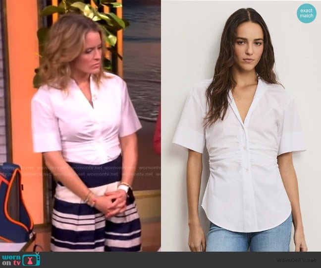 Veronica Beard Short Sleeve Devra Top worn by Sara Haines on The View
